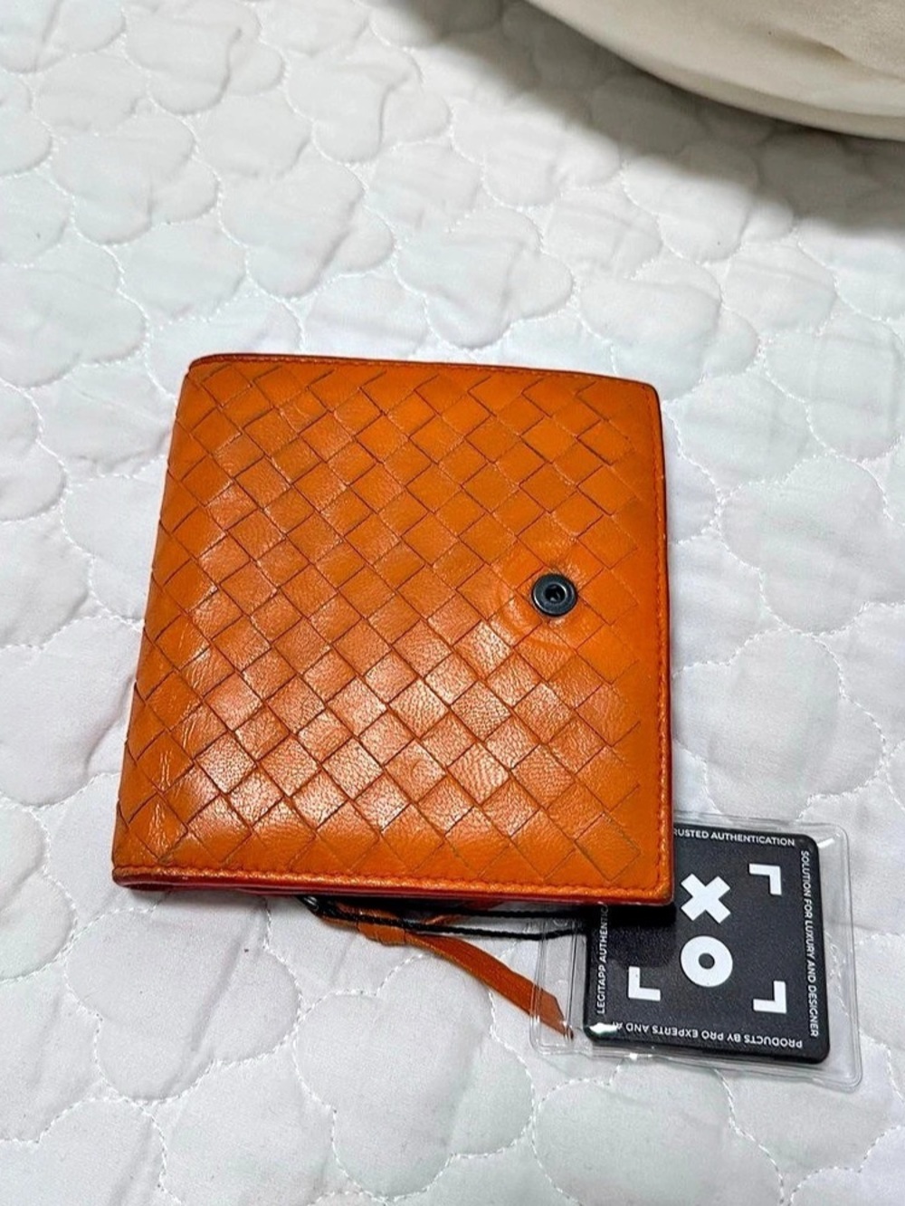 Bottega Veneta Intrecciato Nappa Leather Compact Bifold Wallet Orange